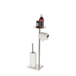 BVL Toilet Paper Holder Stand with Shelf Stainless Steel Brushed Nickel for Bathroom