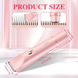 hehred hehred Glow Aura Womens Shaver, 2 in 1 Electric Lady Shaver, Dual Head Bikini Trimmer for Women, Comfort Electric Shaver for Underarm Leg Arm Body Face Hair, Pink