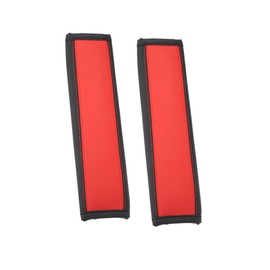 Hihaha 2pcs Universal Seat Belt Shoulder Pad Car Safety Strap Covers Neck Mat for Comfortable Driving Faux Leather Hole Black Red Durable Material