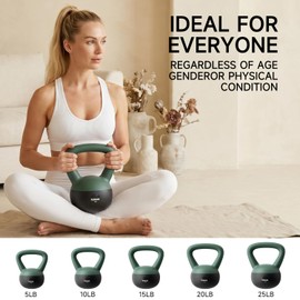 RUNWE Soft Kettlebell 5lb 10lb 15lb 20lb 25lb 30lb, Sand Filled Quiet Floor-Friendly Kettlebell, Anti-Slip Home Gym Fitness Equipment for Apartment Postpartum Recovery, Safety for Women Men & Beginner