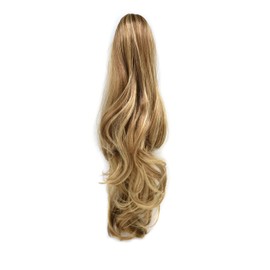 Ponytail Clip In Claw Long Wavy Straight Thick Synthetic Pony Hair Extension 22'' 14'' Heat Resistant Curly Pony Tail Hairpiece For Women USA (22'', 26/12# Dark Ash Blonde & Brown Auburn)