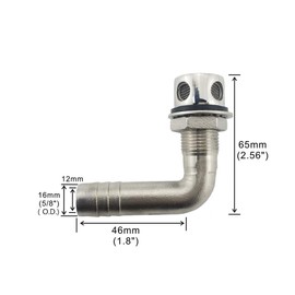 NRC&XRC 316Stainless Steel Marine Grade Boat Fuel Vent, Universal 90°Boat Flush Mount Fuel Gas Tank Vent for 5/8" Hose with Mounting Gasket Hardware Fitting