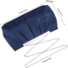 Minicloss Women's Satin Evening Bag Clutch Bag Elegant Chain Bag Handbag for Women Wedding Handbag Party Prom, blue