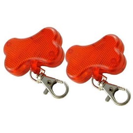2 x BLINKING FLASHING DOG COLLAR LIGHT ATTACHMENTS - RED BONE SHAPED - CLIPS EASILY TO PETS COLLAR - GOOD FOR WALKERS TOO - BE SEEN FROM 1/2 MILE AWAY