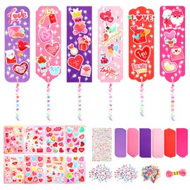 Riverwind 48 Sets DIY Bookmark Making Kits Colorful Blank Bookmarks Art Craft Kit Decorations Ornaments with Letters Beads Stickers for Kids Party Classroom Activity Reading Valentines Gifts Exchange