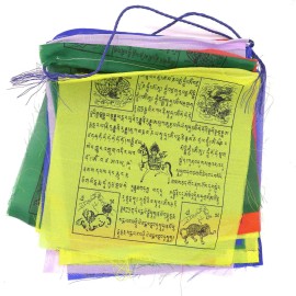 Wind Horse Tibetan Prayer Flags Banner Outdoor Nature Wood Block Print Handmade