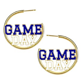 Game Day Hoop Earrings Football Team Sports Fan Earrings for Women, Zinc, No Gemstone
