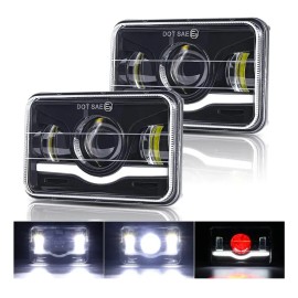 Par Faros Led Cuadrado 4x6 Lupa Ojos Ángel Demonio Hi/lo Luz
