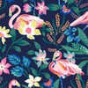 Cotton Riley Compact Wallet With Rfid Protection, Flamingo Garden, One