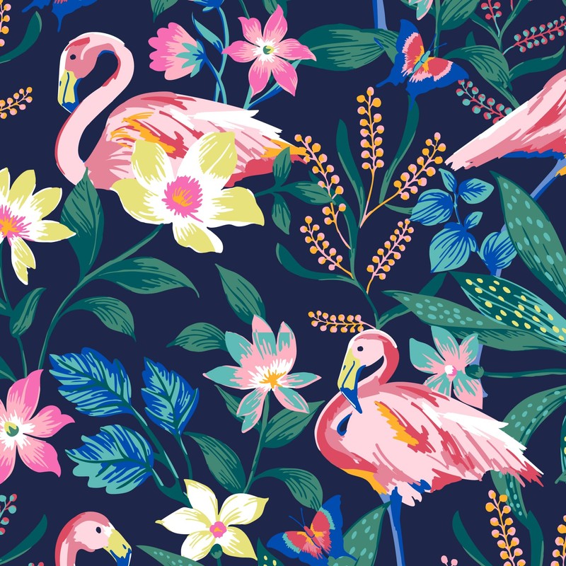 Cotton Riley Compact Wallet With Rfid Protection, Flamingo Garden, One