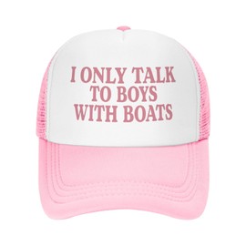 I Only Talk to Boys with Boats Funny Trucker Hats for Women & Girls - Country Cute Pink Baseball Caps
