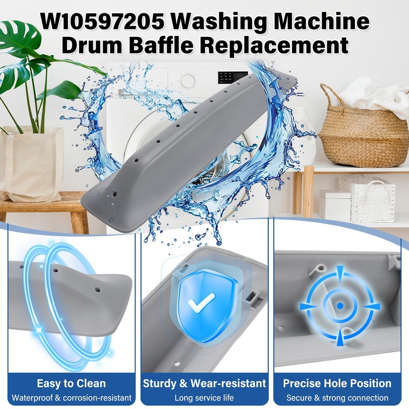 (3 Pack) W10597205 Washing Machine Drum Baffle Compatible With Whirlpool