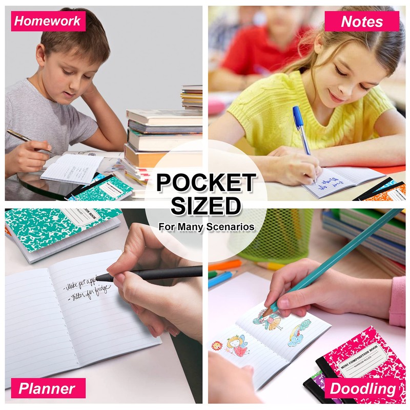 feela Mini Composition Notebook, Cute 30 Pack 5 Pastel Colors