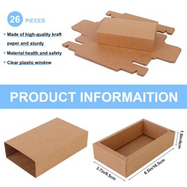 26 PCS Rectangle Drawer Kraft Boxes Small Crafts Cardboard Present Boxes Present Packaging Boxes for Party Favor Treats, Candy and Jewelry Crafts, 6.5 x 3.7 x 1.6 inch (Brown)