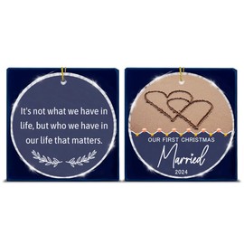 2 Pcs First Christmas Married Ornament 2024, Just Married Christmas Ornaments, Wedding Ornament Gifts, Newlyweds Gifts for Couples, Christmas Tree Ornament Keepsake