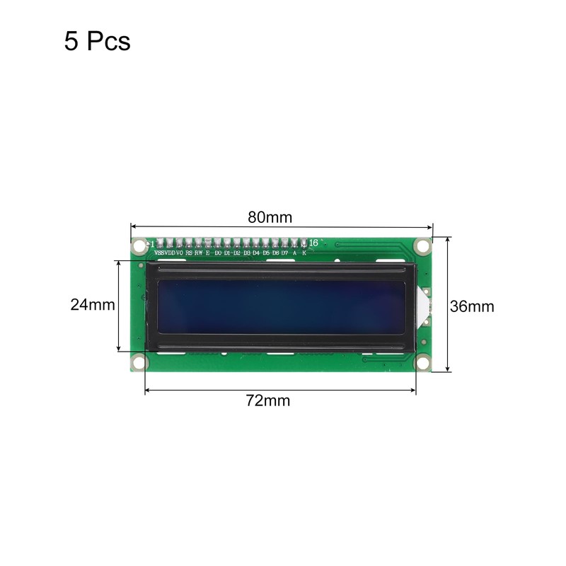 QUARKZMAN Pack of 5 LCD 1602 Display Module 3.3 V,