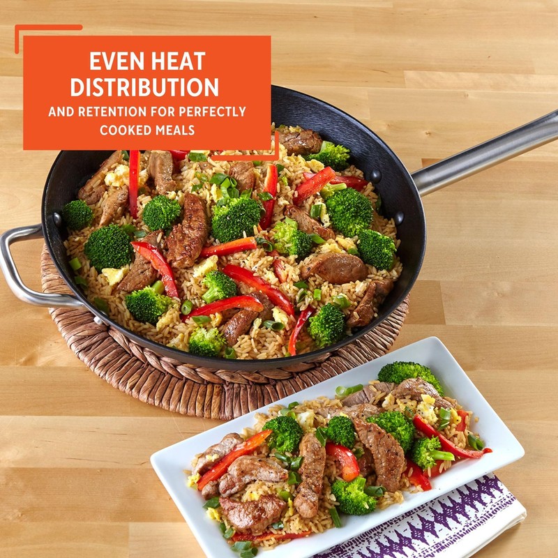 Imusa LCI-19008 USA 14" Light Cast Iron Wok Pre-seasoned Non-Stick
