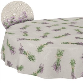 Fabric Tablecloth Washable Table Linen Tablecloth Cotton Polyester Lavender Beige Oval 180 x 140 cm Indoor/Outdoor Tablecloth