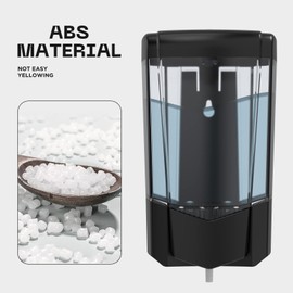 PLUSSEN Soap Dispenser No Drilling 600 ml Wall Mounting Single Head Manual Soap Dispenser Bathroom Shower Gel Liquid Shampoo Dispenser Holder Designed with Clear Window (9306-Black)