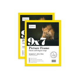 Almost Frameless 9x7 Yellow Picture Frame Set of 2, Display 9x7 Picture Gallery Wall, Poster, Photo, Artwork, or Print, Yellow