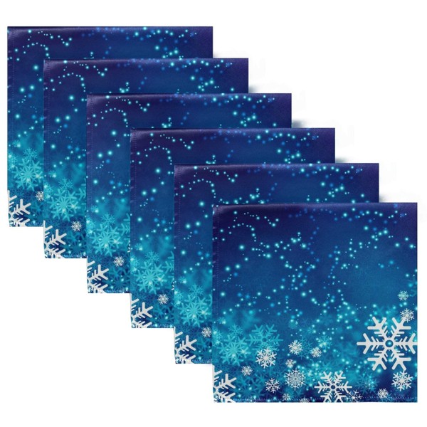 ALAZA Christmas Snowflakes Blue Winter Cloth Napkins Dinner Napkins Set