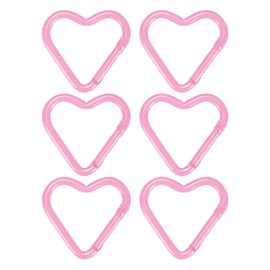TIXIPEM Heart Shaped Snap Clip [6 Pack] - Durable Keychain Clip Spring Snap Hook Use for Backpacks, Key Chains & Camping Hiking - [Light Pink/Aluminum Alloy]