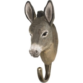 WILDLIFEGARDEN WG518 Donkey Hook - Hand Carved Wooden and Metal Animal Hook - The Pet Collection