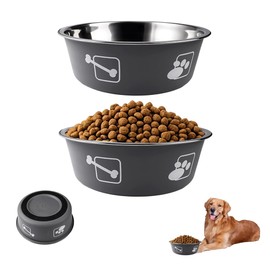2 Stück Hundenapf Edelstahl Groß 1560ml, Hundefressnäpfe 20cm, Hundeschüssel mit Rutschfestem Silikonboden, Futternapf Hund Metall für Große, Mittlere Hunde und Andere Haustiere