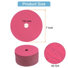 HARFINGTON 50PCS Fiber Grinding and Sanding Discs 7" x 7/8" 60 Grit Ceramic Resin Fiber Abrasive Discs for Grinding Polishing, Red