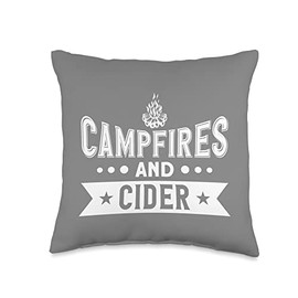 Funny Campfires And Cider Apparel Campfires and Cider Throw Pillow, 16x16, Multicolor
