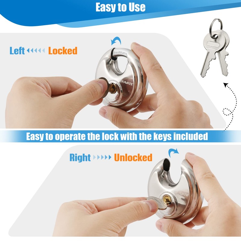 Travate Keyed Alike Disc Padlock, 6PCS Stainless Steel Discus Lock
