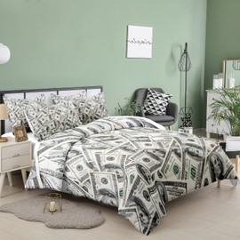 Tailor Shop Dollar Money Comforter Set for Boys Kids Ultra Soft Microfiber One Hundred Dollar Cash Money Bedding Sets Queen Size with 1 Comforter and 2 Pillowcases Home Decoration…
