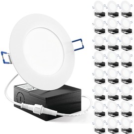 Sunco 24 Pack 4 Inch Ultra Thin LED Recessed Ceiling Lights Slim, 5000K Daylight, Dimmable 10W=60W, 650 LM, Damp Rated, Canless Wafer Thin with Junction Box - ETL & Energy Star