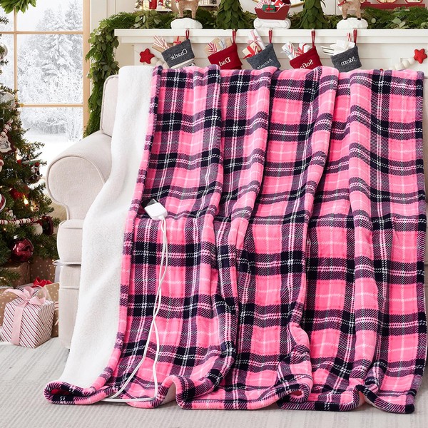 PTQ Electric Heated Blanket 90"x100",Fast Heating King with 8 Hours