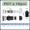16 Sets PG7 Waterproof Nylon Cable Glands, Cable Gland, Plastic