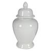 Benzara, White BM165656 Decorative Porcelain Ginger Jar with Lidded Top,
