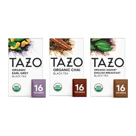 TAZO Tea Bags, Regenerative Organic: Chai Black Tea, Awake English Breakfast Black Tea, & Earl Grey Tea 16 CT (1ea) (Variety Pack)