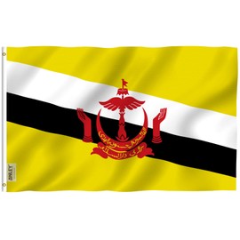 Anley Fly Breeze 3x5 Feet Brunei Flag - Vivid Color and Fade Proof - Canvas Header and Double Stitched - Bruneian Flags Polyester with Brass Grommets 3 X 5 FT