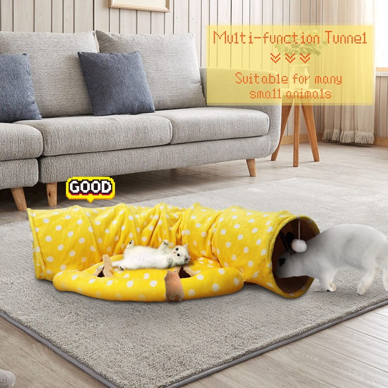 BWOGUE Bunny Tunnel Bed, 2-in-1 Collapsible Tunnel Tubes Toys with