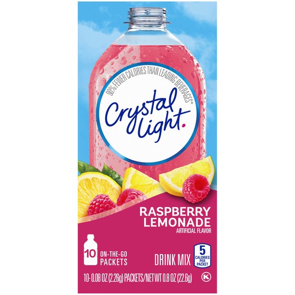 Crystal Light Sugar-Free Raspberry Lemonade On-The-Go Powdered Drink Mix 10 Count