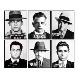 Vintage Gangster Mafia Mugshot Art 11x14 - Wall Decor for Man Cave, Home Theater, Dorm Room, Home Office, Bar Wall Decor - Cool Gift for Men, Boys, Teens - Funny Mobster Organized Crime Mob Wall Art