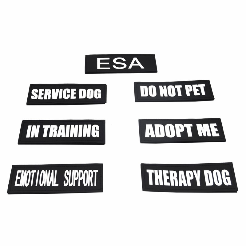 2 Pack Reflective Service Dog Patches with Hook Back for