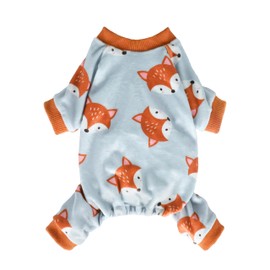 Fitwarm Funny Fox Dog Pajamas, Warm Dog Onesie, Dog Clothes for Small Dogs Girl Boy, Lightweight Velvet, Pet Outfit, Gray, Orange, XS