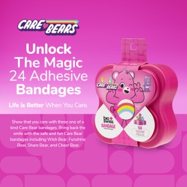 BioSwiss Care Bears Bandages, Unlock The Magic Care Bear Shaped Self Adhesive Bandage, Latex Free Sterile Wound Care, Fun First Aid Kit Supplies for Kids, 50 Count