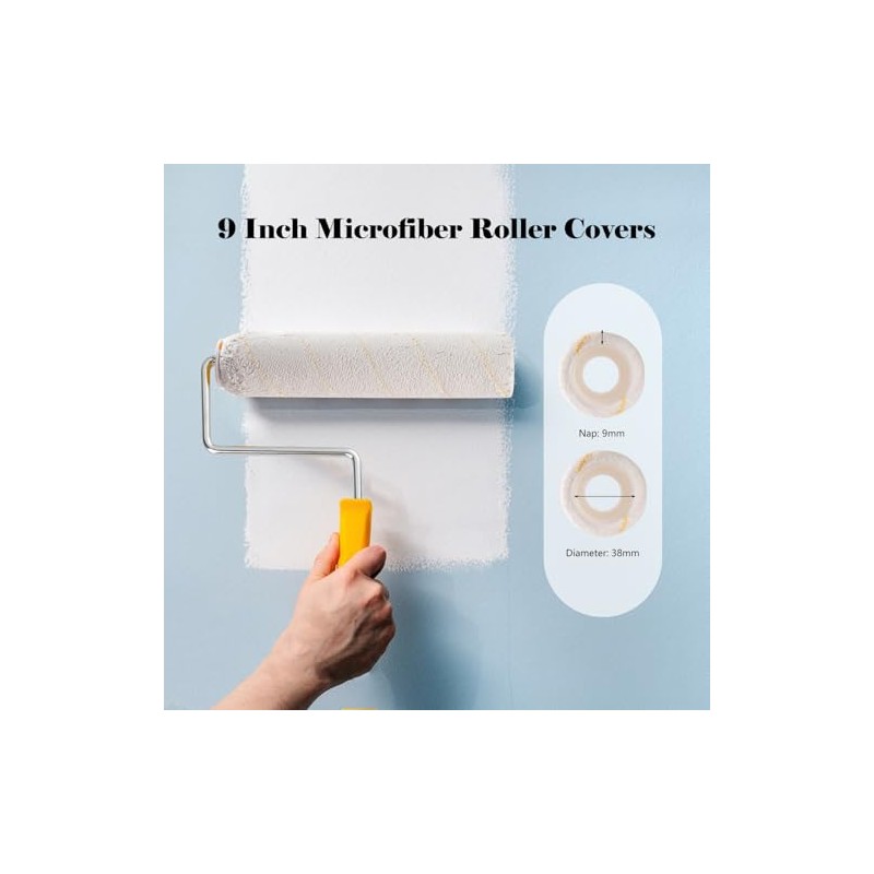 Mister Rui Paint Rollers, 5 Pack, 9 Inch Paint Roller