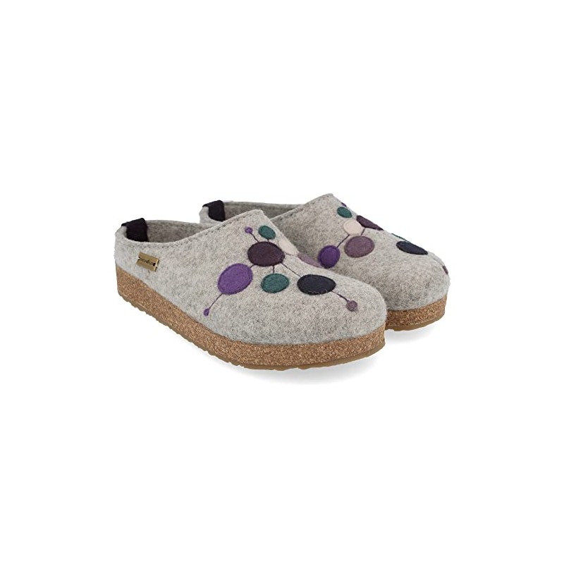 HAFLINGER Grizzly Faible Felt Slippers with Rubber Sole, purple