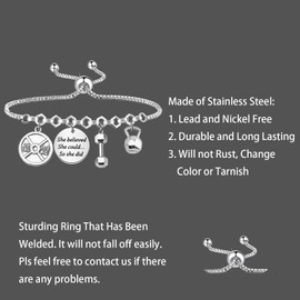 Lywjyb Birdgot Dumbbell Workout Bracelet Fitness Gift Fitness Trainer Merch Weightlifting Lover Gift (She believed fitness Br CA)