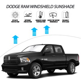 D-Lumina for 2009-2018 Dodge RAM 1500 Windshield Sun Shade, Front Window Sunshade Sun Visor Protector Fit Ram 1500 RegularCab QuadCab CrewCab MegaCab, Sun Shield Block UV Rays Heat