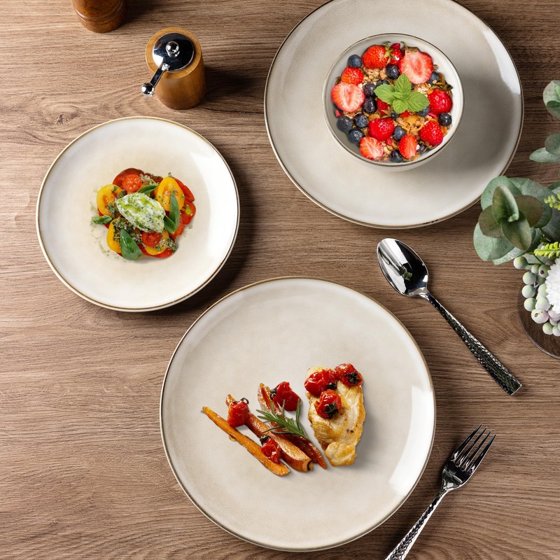 AmorArc Stoneware Dinnerware Sets for 4, 12 Pieces Handpainted Ceramic