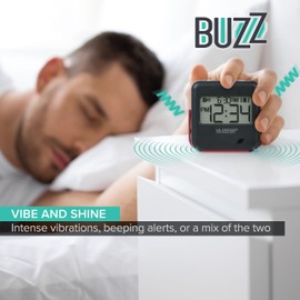 La Crosse Technology 617-43937-INT Buzz Digital Alarm Clock with Vibration and Loud Sound